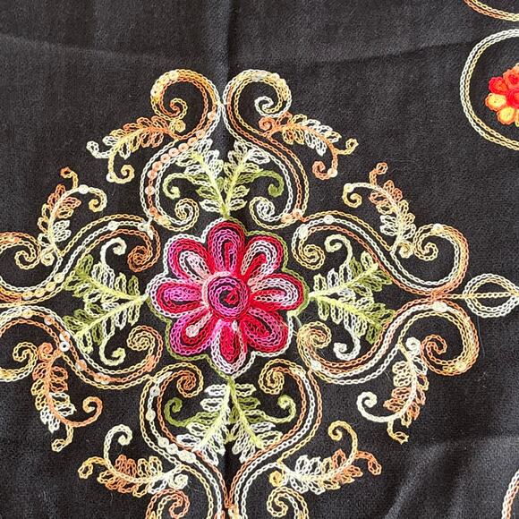 Matices Scares scarfs Floral print Fringes Boho Hippie Embroidered Beaded OS - Picture 3 of 8